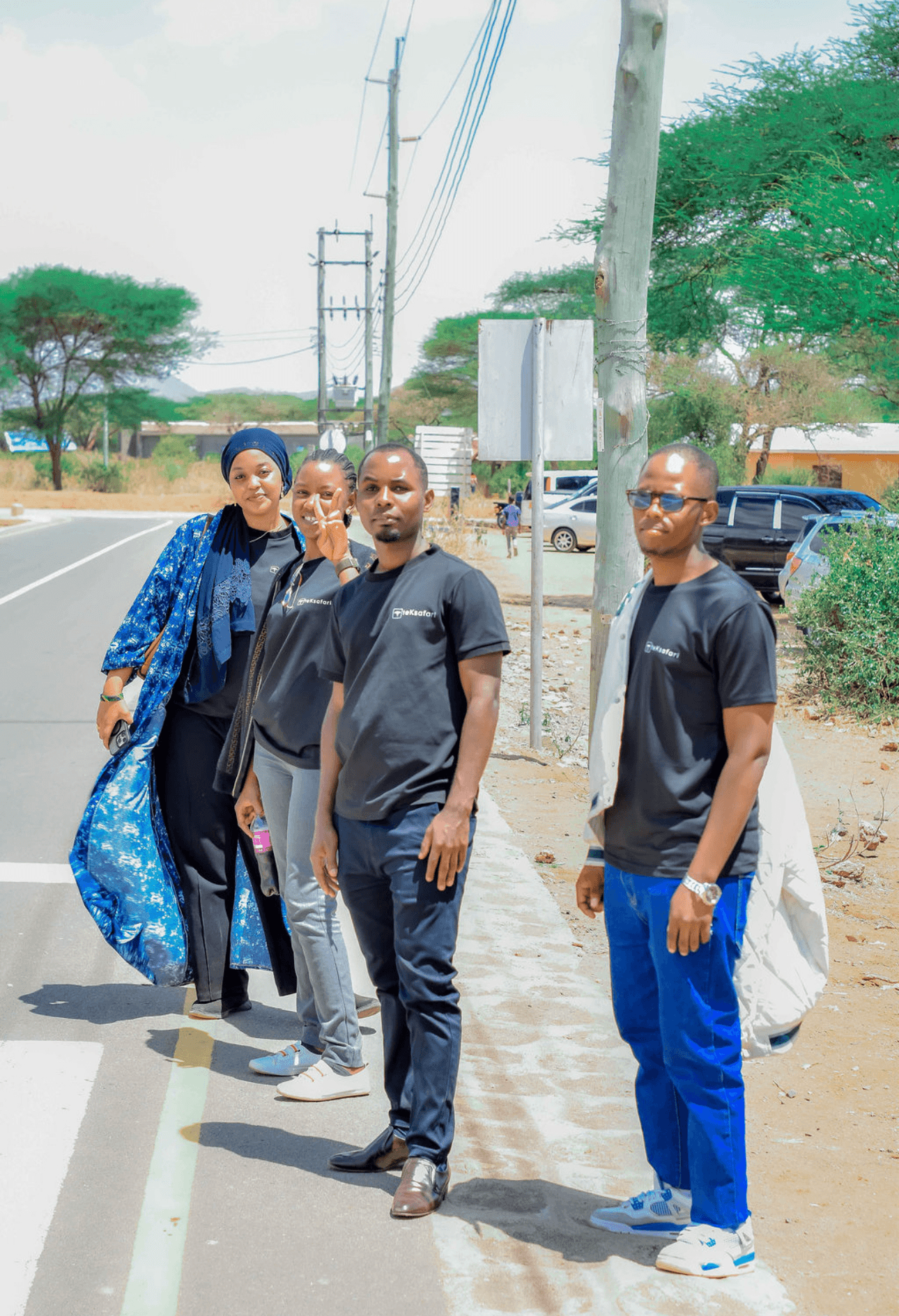 The Teksafari team outside Longido Secondary School, celebrating the successful launch of Nuru.
